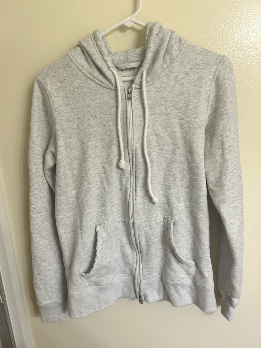 Hollister Light Gray Full-Zip Hooded Sweatshirt